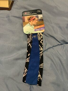 scunci Blue and Black Patterned Sport Headband